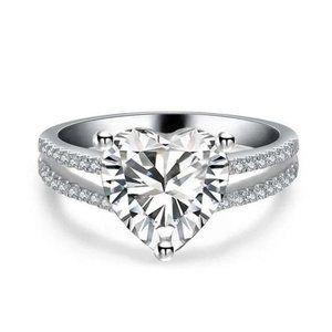 ❤Sweet Pure CZ Double Layer Diamonds Lovely Heart Rings for Women,MARR9056